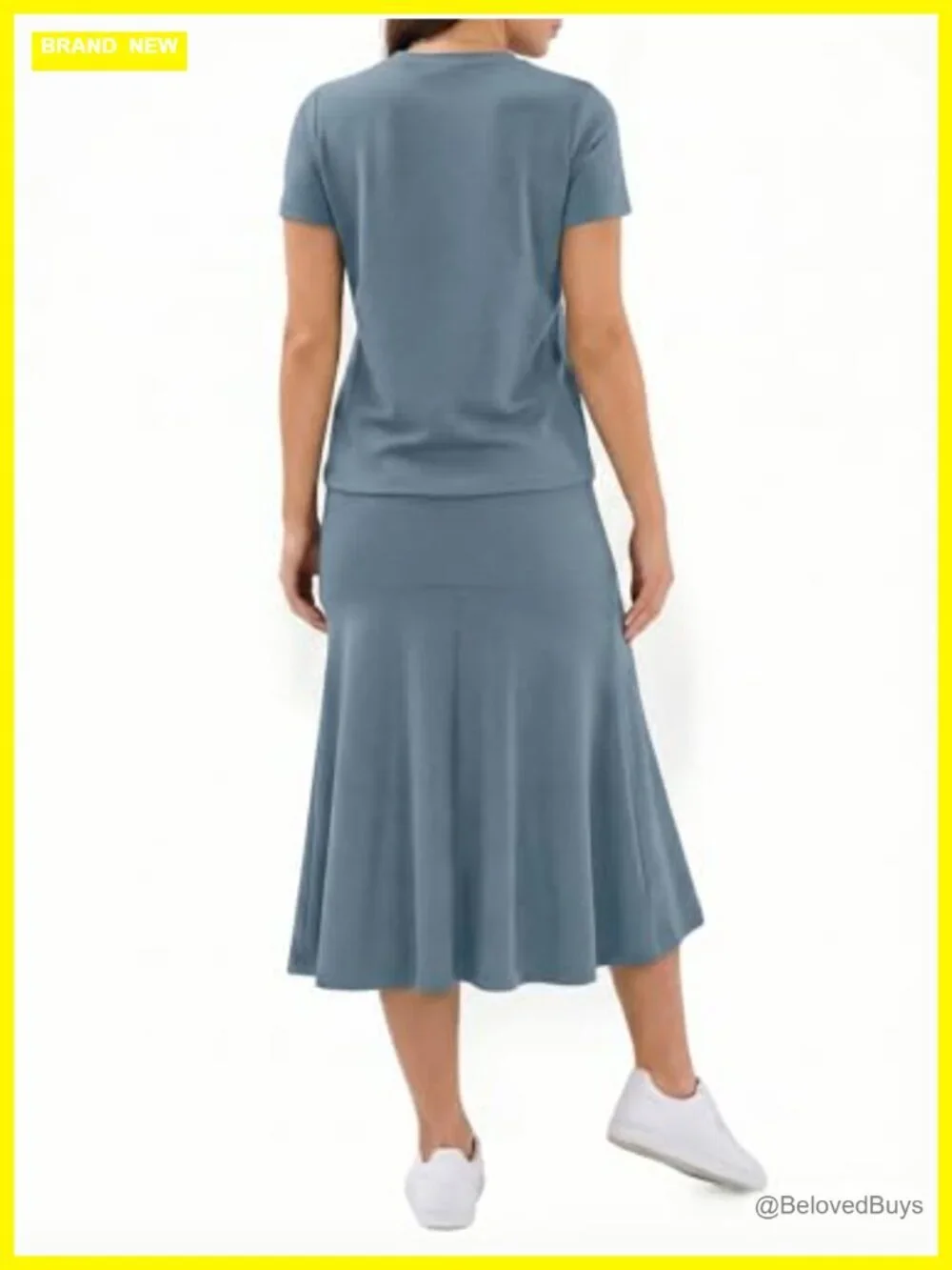 Women's Two Piece Skirt Set Short Sleeve Fishtail Midi with Pockets